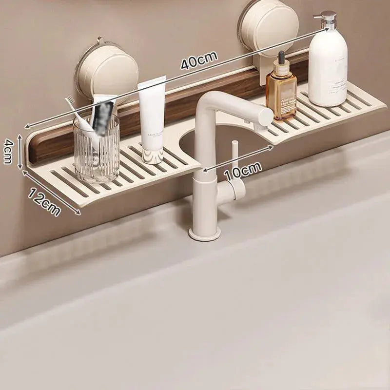 Wandschap Walnoothout | Zonder Boren | Uitschuifbaar 40-50 cm | Badkamer & Keuken Organizer-Boutique Moda