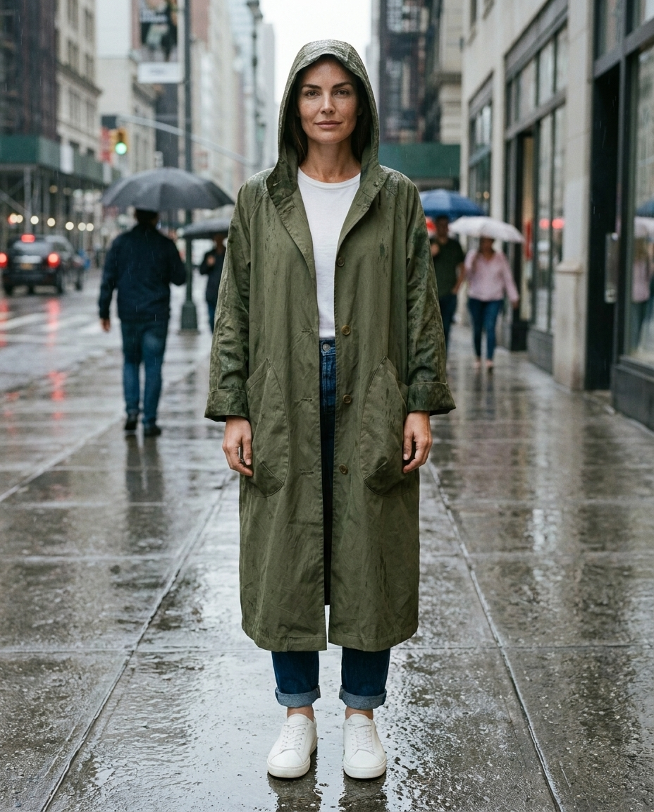 Waterdichte Jas - Lange oversized regenjas met capuchon voor dames-Boutique Moda