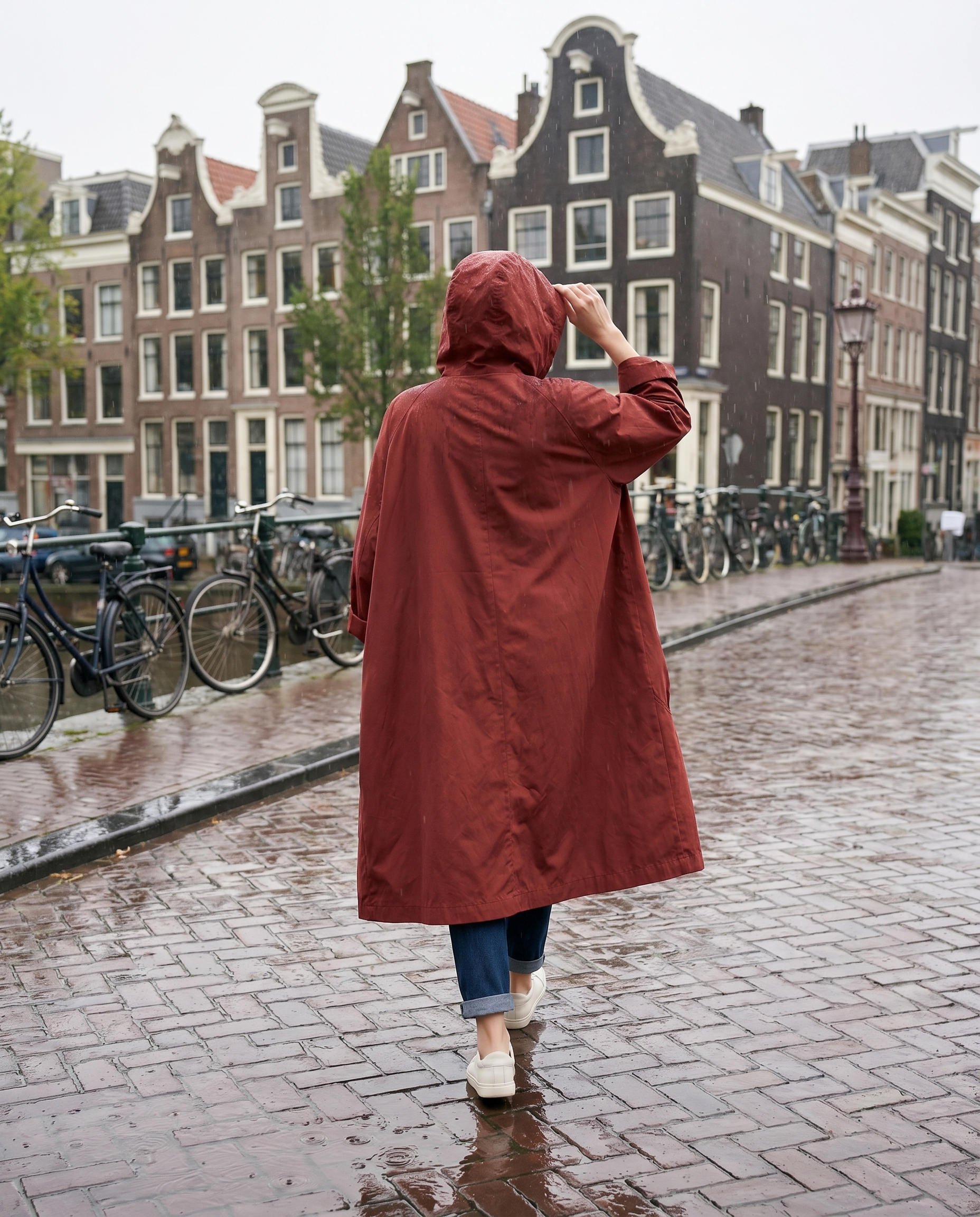 Waterdichte Jas - Lange oversized regenjas met capuchon voor dames-Boutique Moda