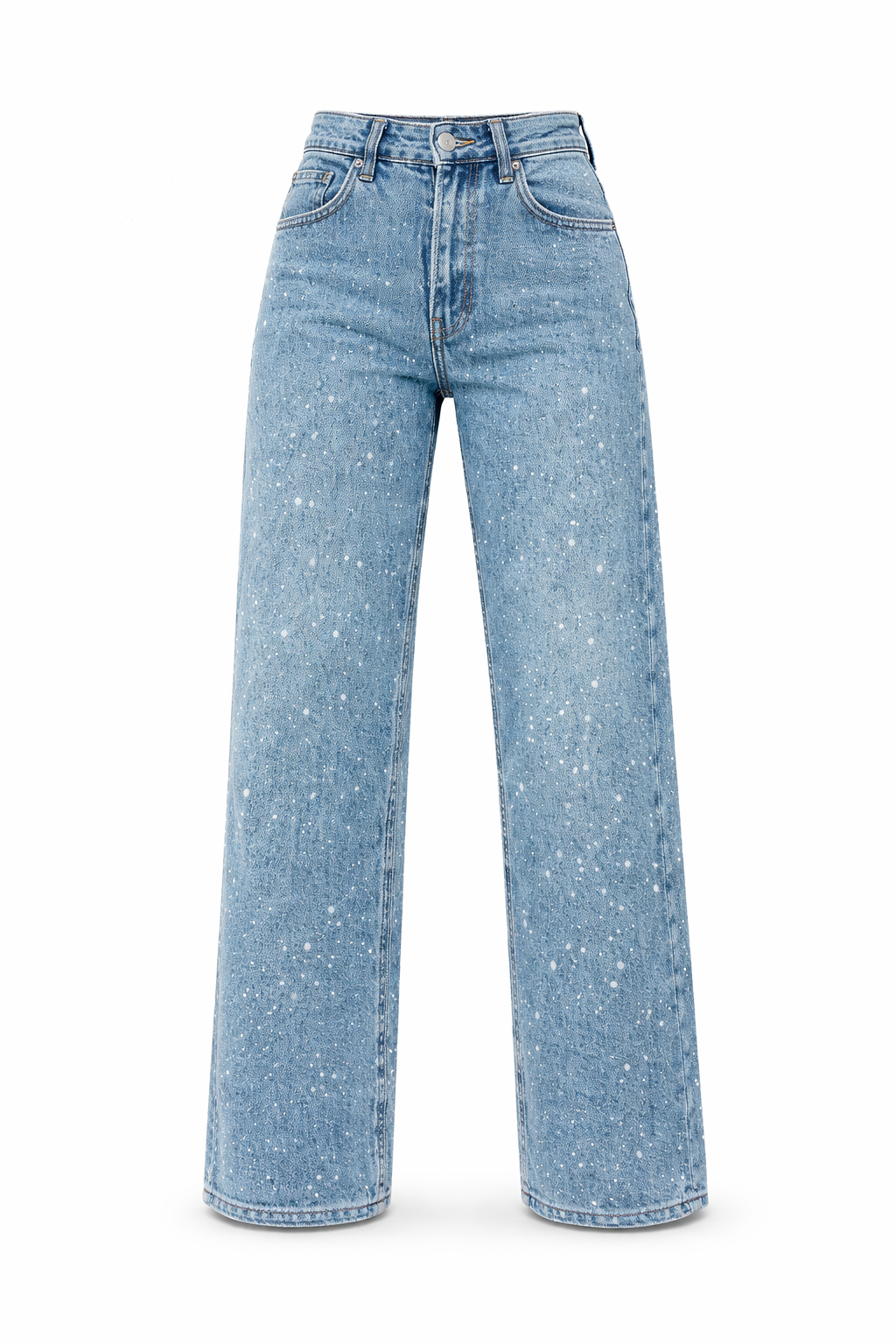 Wide-Leg Jeans – Glitterjeans met hoge taille voor dames-Boutique Moda