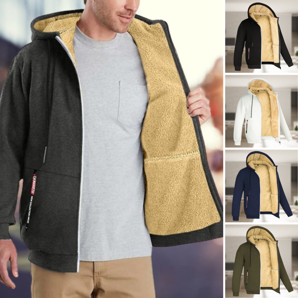 Winter Hoodie | Sherpa Fleece | Zip-Up | Hoodie Jas | Herenkleding-Boutique Moda