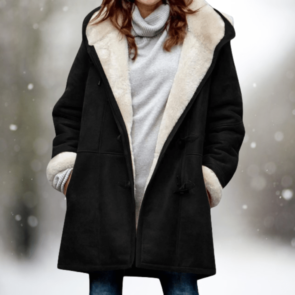 Winterjas - Oversized winterjas met capuchon en sherpa voering voor dames-Boutique Moda