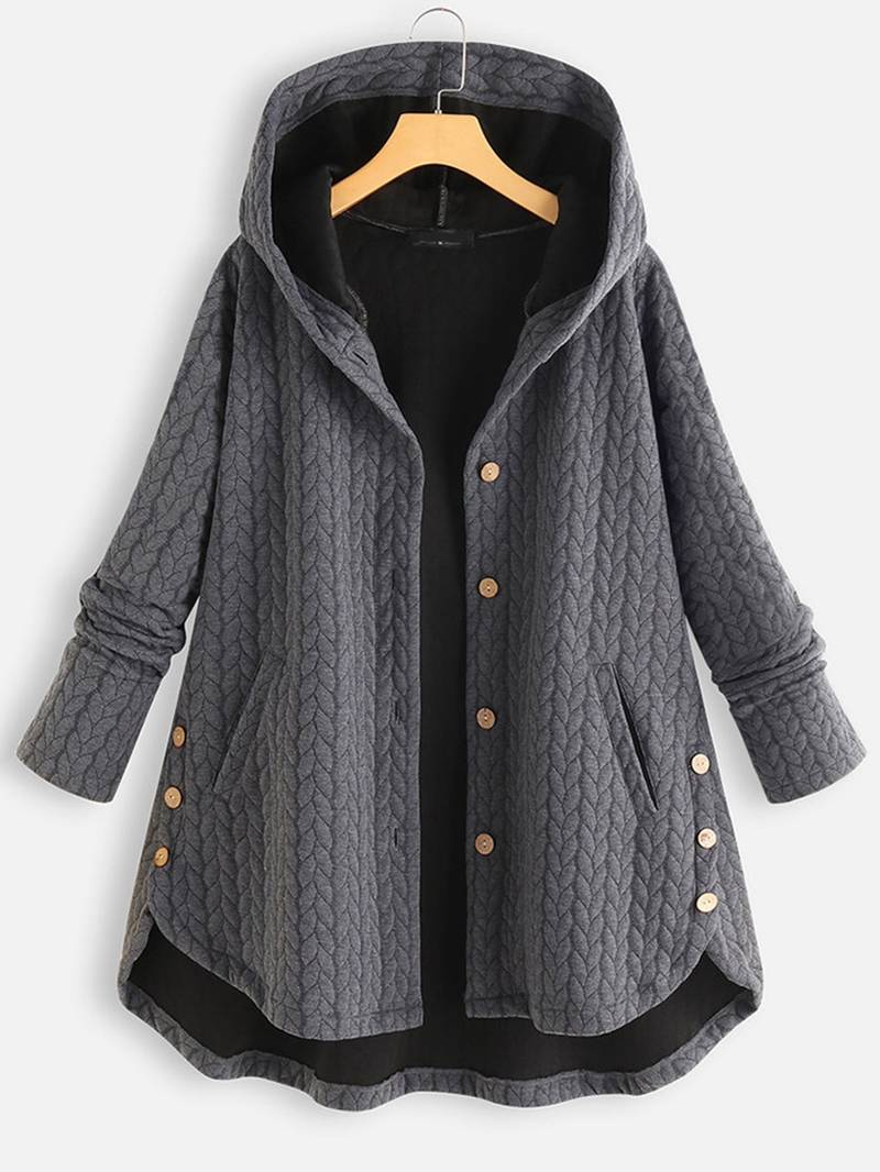Winterjas met capuchon - Warme oversized winterjas met knoopsluiting voor dames-Boutique Moda
