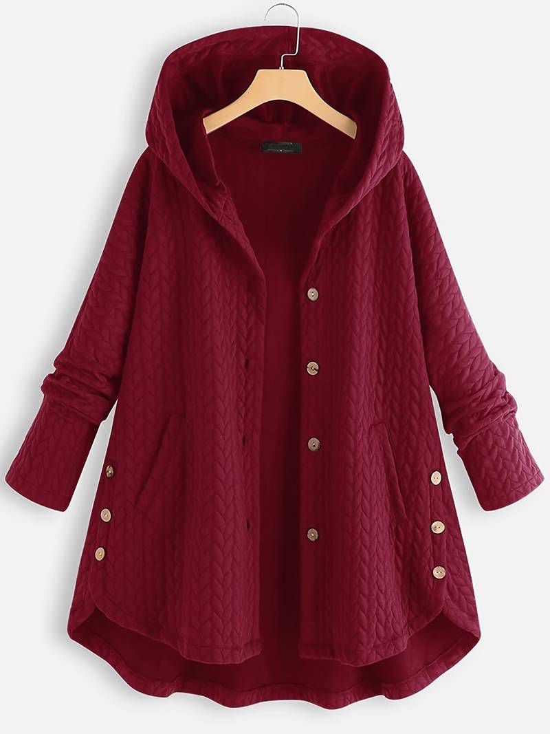 Winterjas met capuchon - Warme oversized winterjas met knoopsluiting voor dames-Boutique Moda