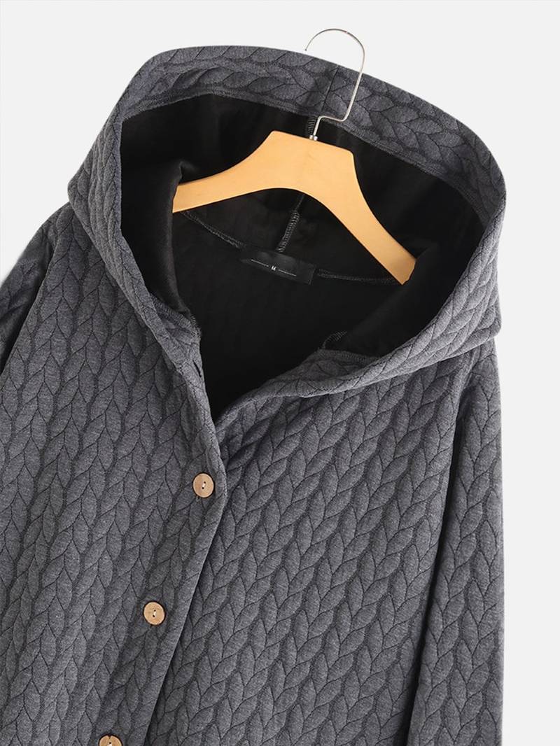 Winterjas met capuchon - Warme oversized winterjas met knoopsluiting voor dames-Boutique Moda