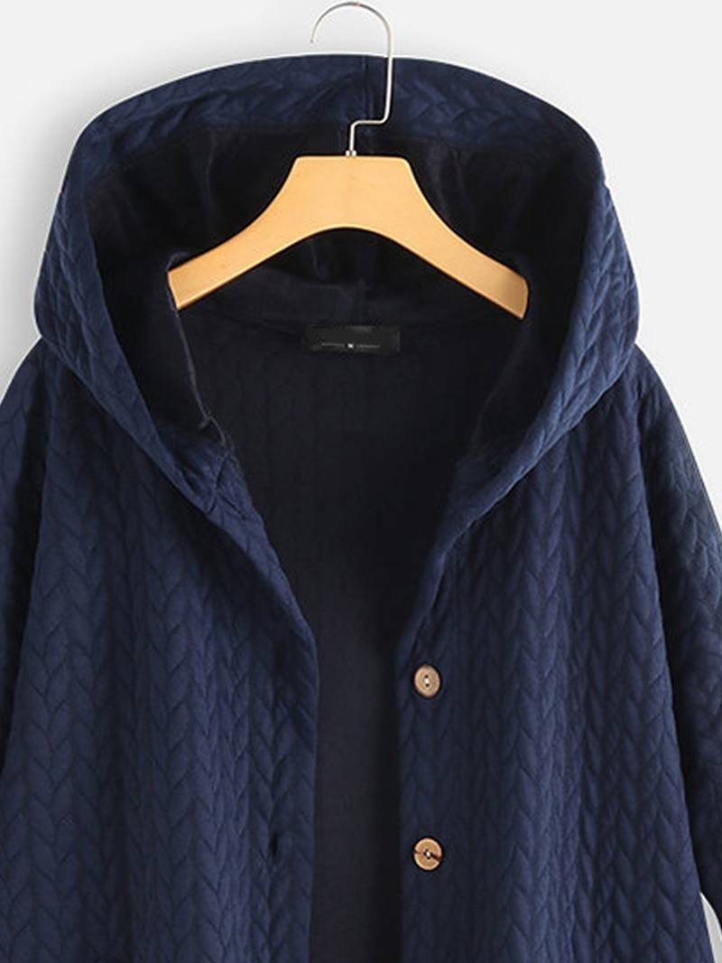 Winterjas met capuchon - Warme oversized winterjas met knoopsluiting voor dames-Boutique Moda