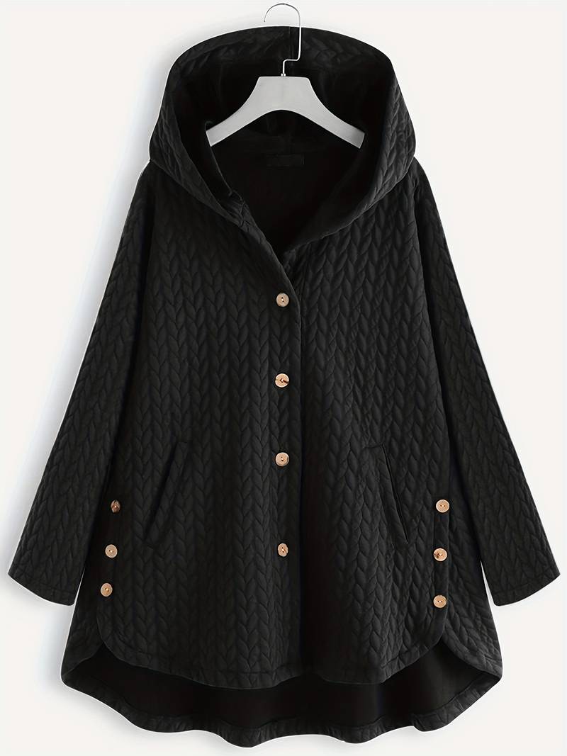 Winterjas met capuchon - Warme oversized winterjas met knoopsluiting voor dames-Boutique Moda