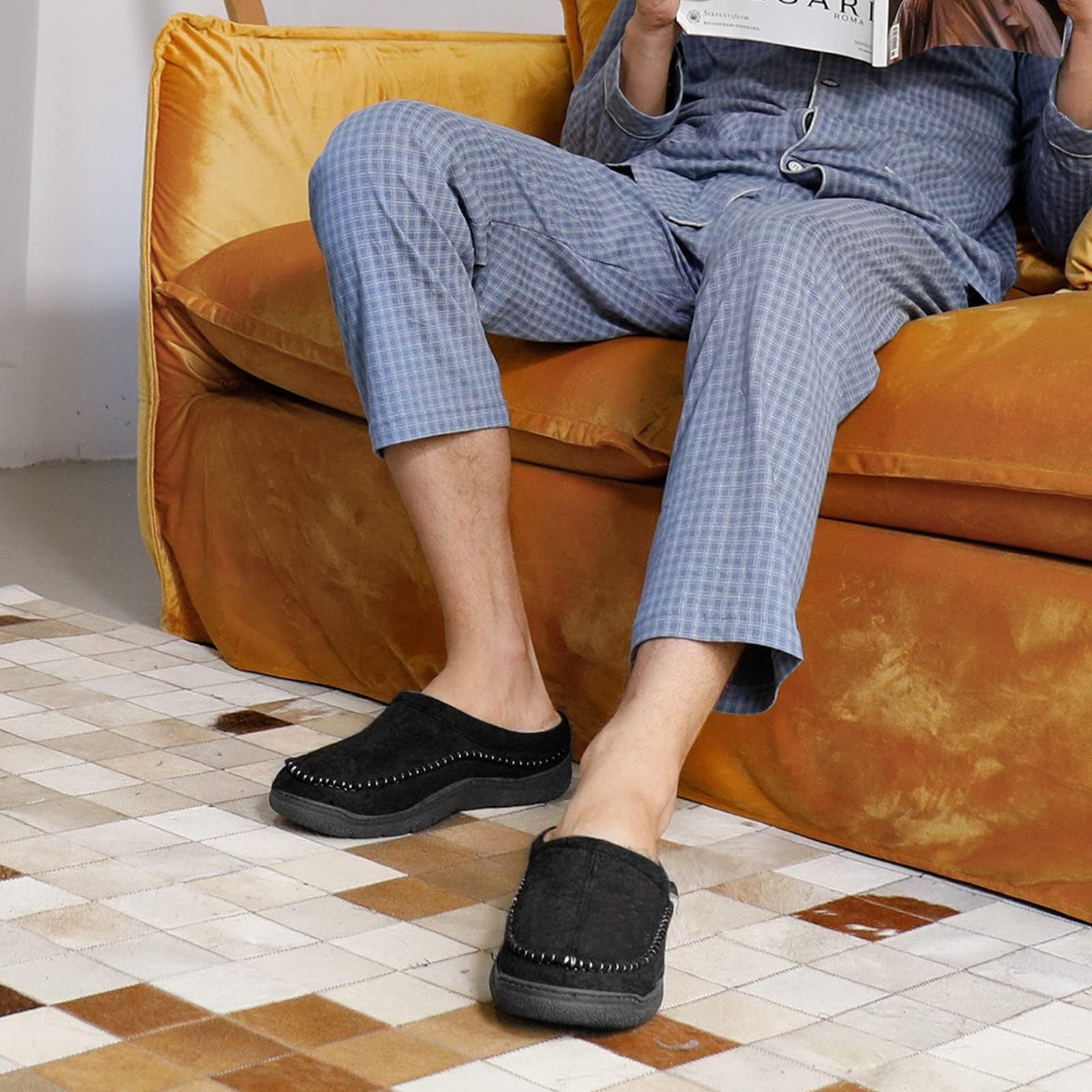 Winterklompen | Warm | Bontgevoerd | Slip-On Schoenen | Herenslippers-Boutique Moda