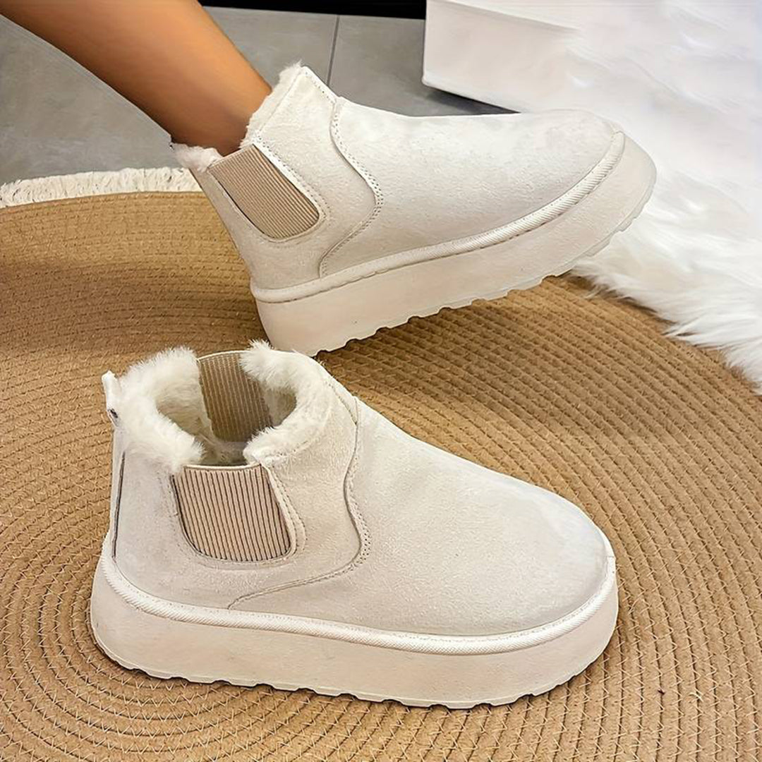 Winterlaarzen - Slip-On - Enkel - Laarzen met imitatiebont - Winterschoenen Dames-Boutique Moda