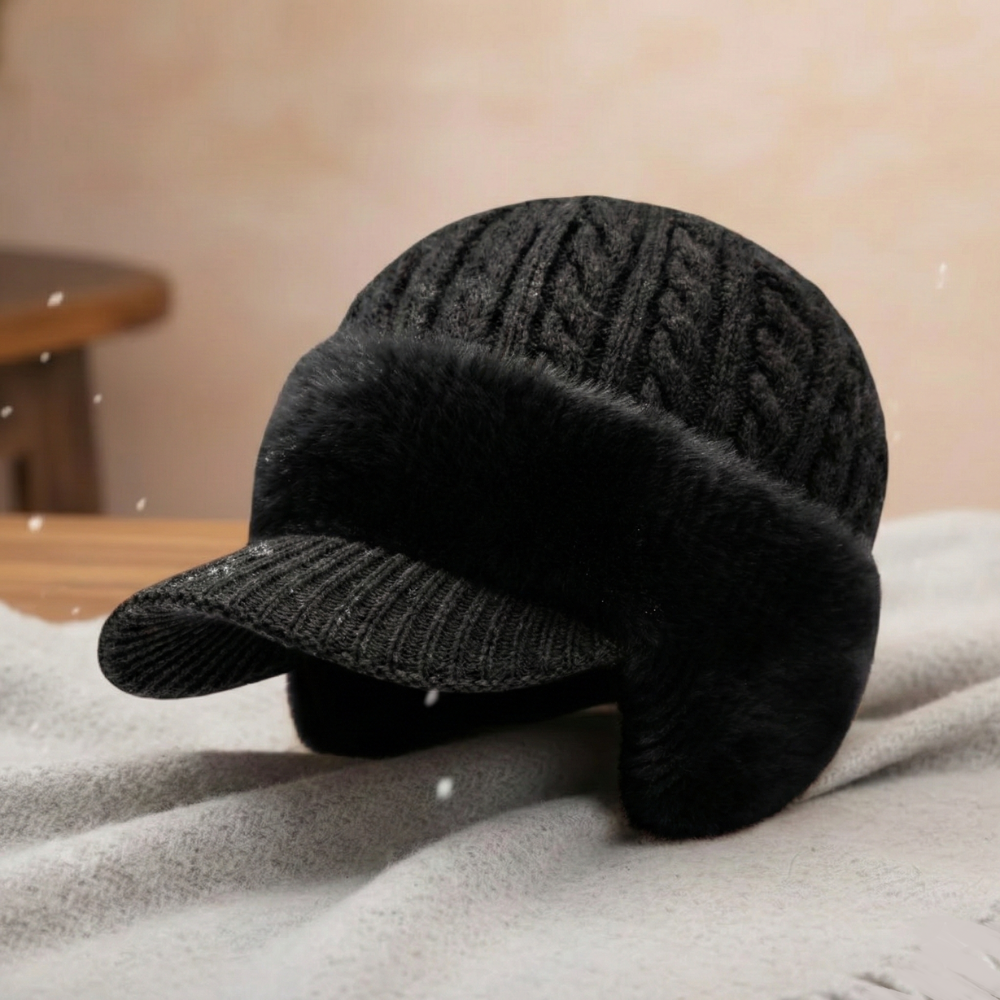 Wintermuts met oorflappen | gebreide trappermuts met klep | herfst en winter-Boutique Moda