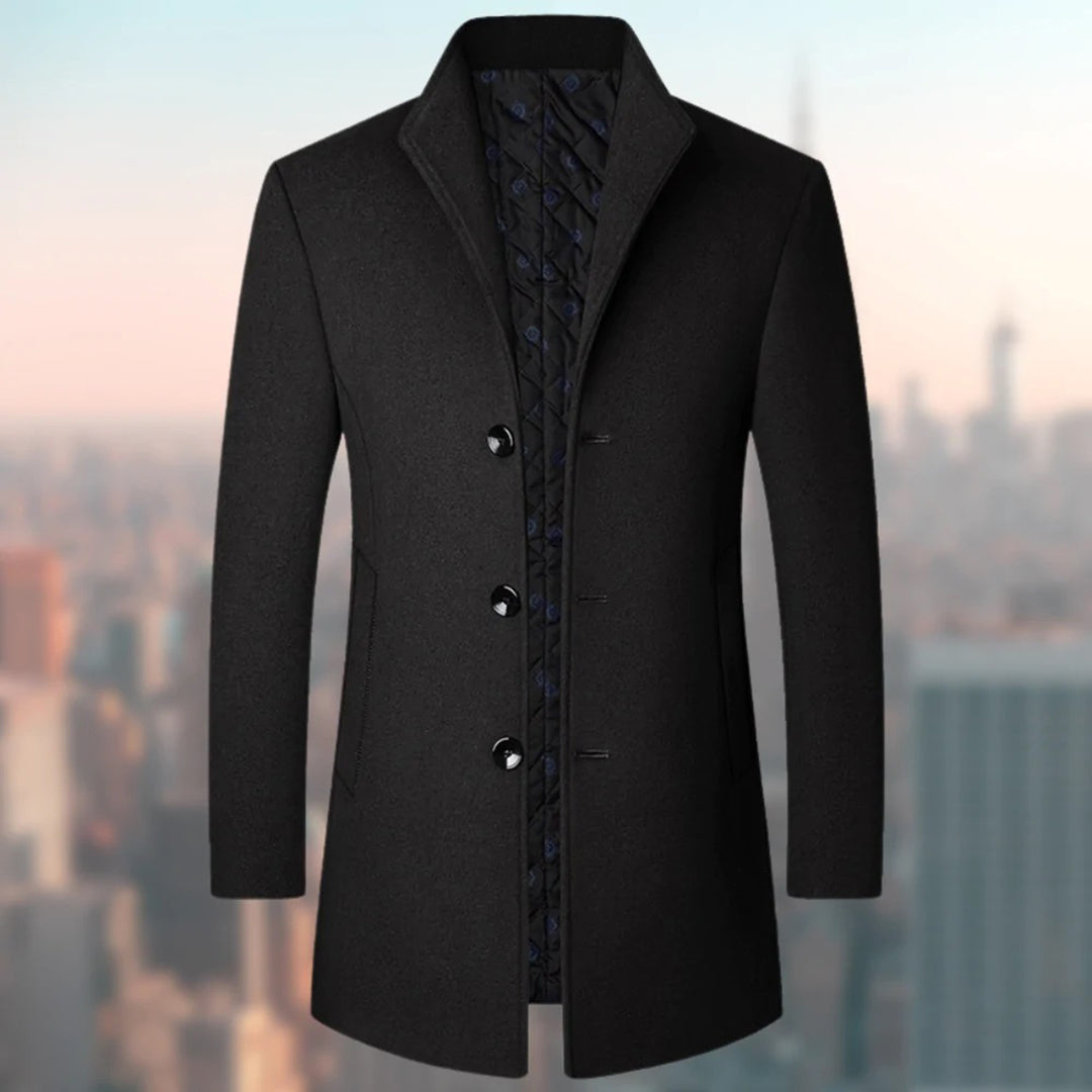 Wintertrenchcoat - Halflang - Gewatteerde voering - Enkelrijige jas - Herenjas-Boutique Moda