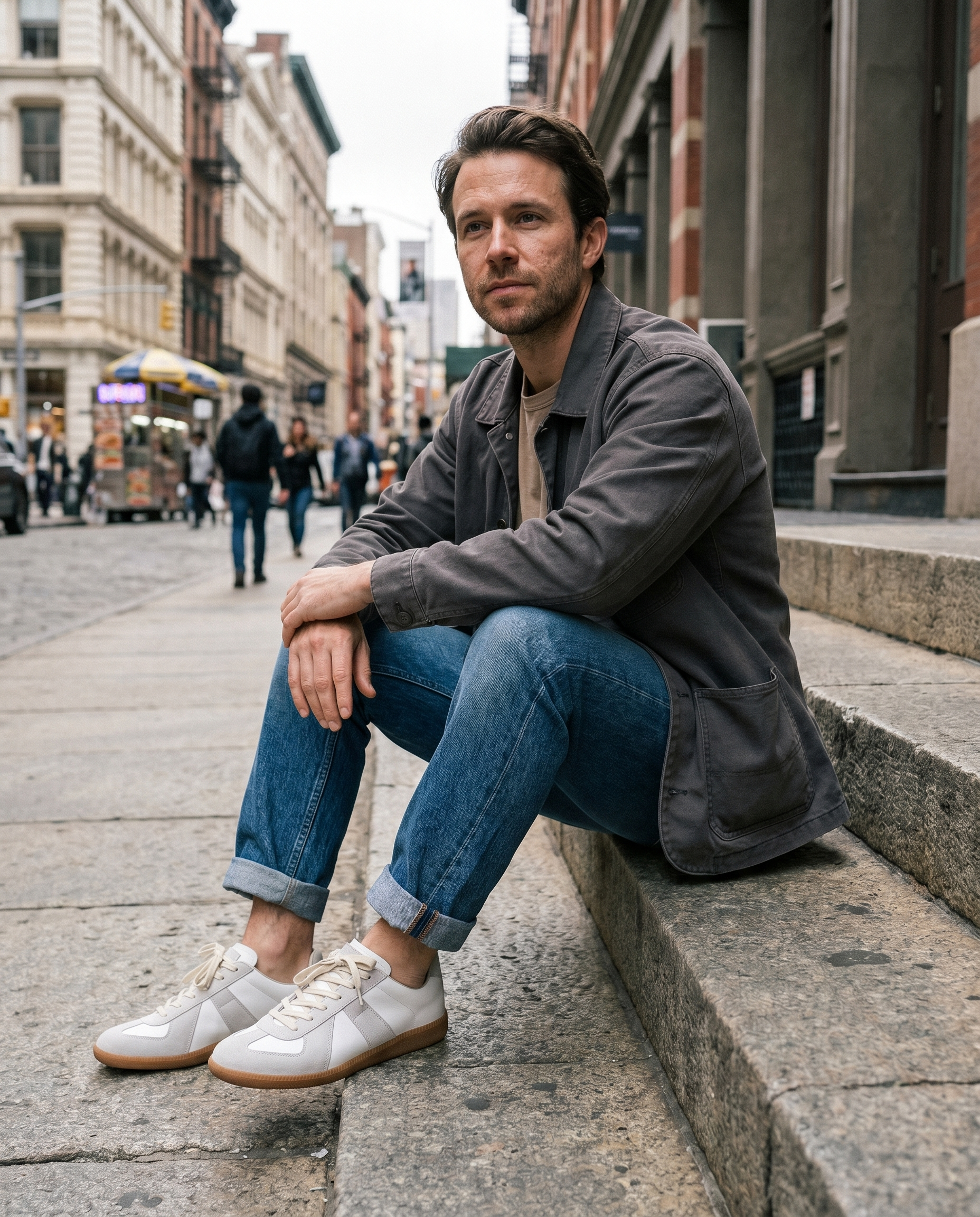 Witte Sneakers - Heren Casual Everyday Lace-Up Sneakers-Boutique Moda