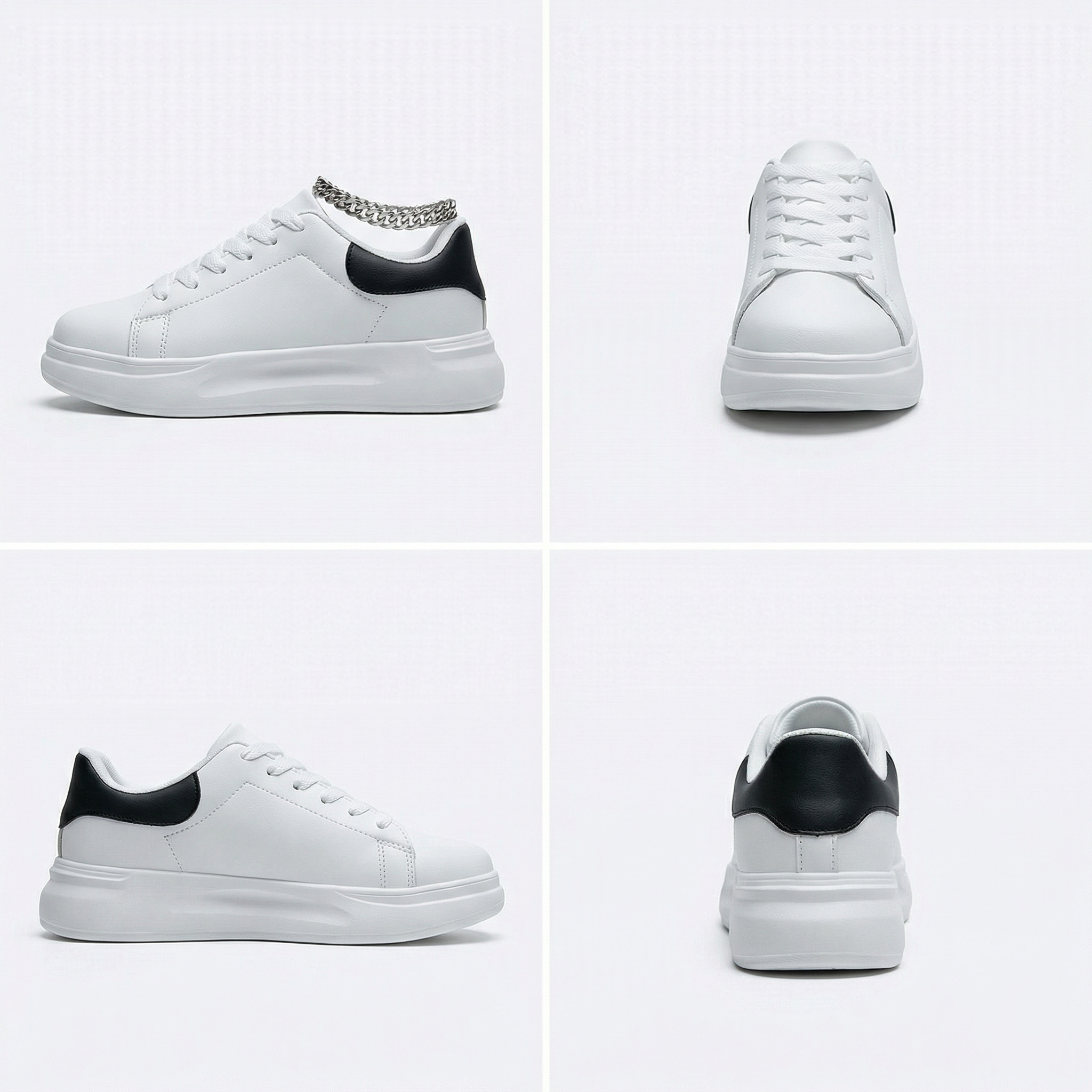 Witte sneakers - Platformsneakers met veters voor dames-Boutique Moda