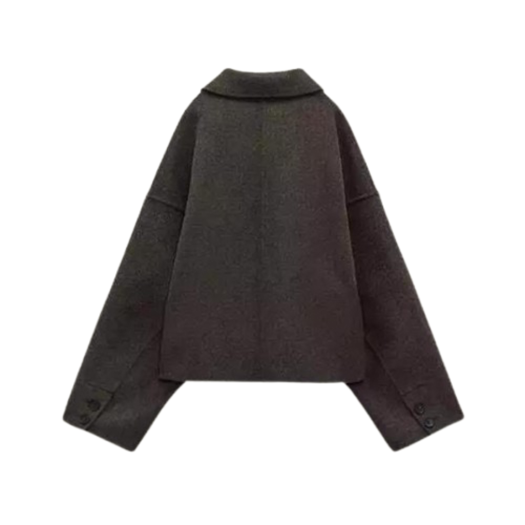 Wollen Jas | Single Breasted | Loose Fit | Korte Wollen Jas | Wollen Trenchcoat Dames-Boutique Moda