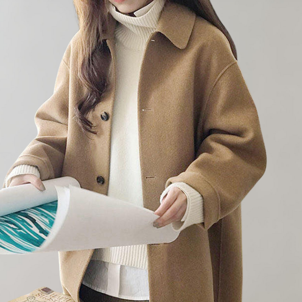 Wollen Jas - Wollen Trenchcoat Met Losse Pasvorm Voor Dames-Boutique Moda