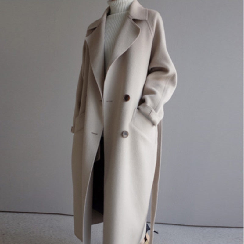 Wollen Mantel - Dubbel gespeld - Riem - Wollen jas - Wollen overjas Dames-Boutique Moda