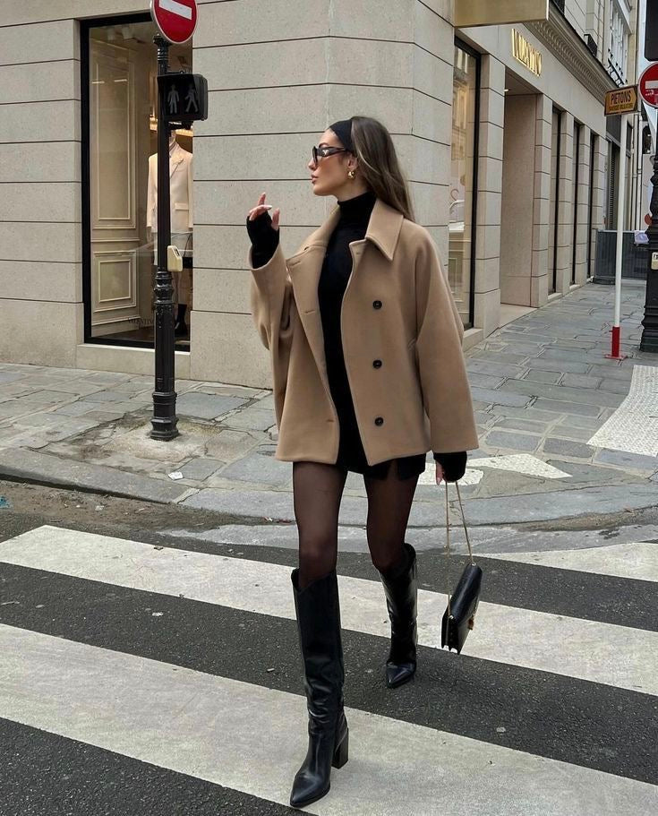 Wollen Trenchcoat | Kort | Single Breasted | Oversized Jack| Vrouwenjas-Boutique Moda