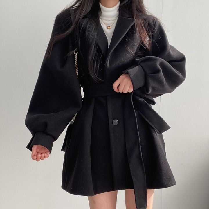 Wollen jas | Halflang | Enkelrijks | Wollen trenchcoat | Damesjassen-Boutique Moda