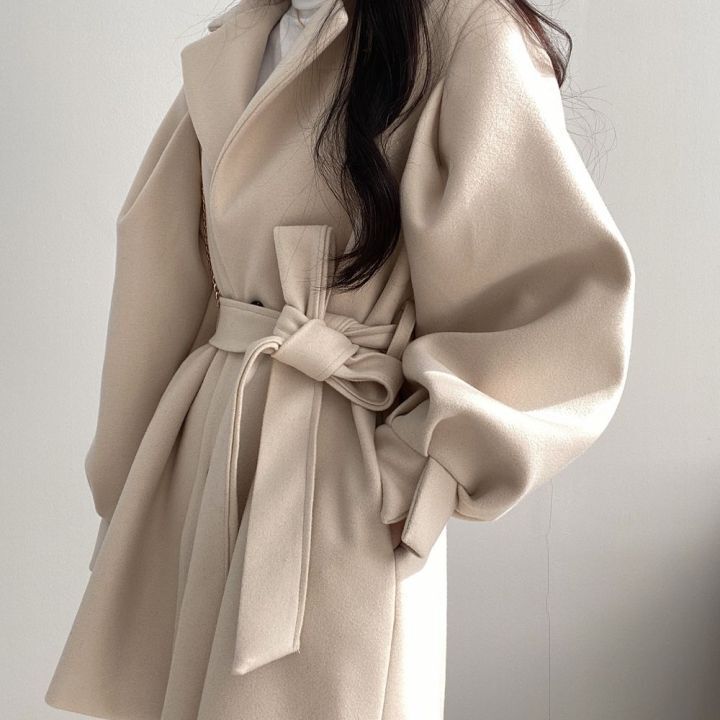 Wollen jas | Halflang | Enkelrijks | Wollen trenchcoat | Damesjassen-Boutique Moda