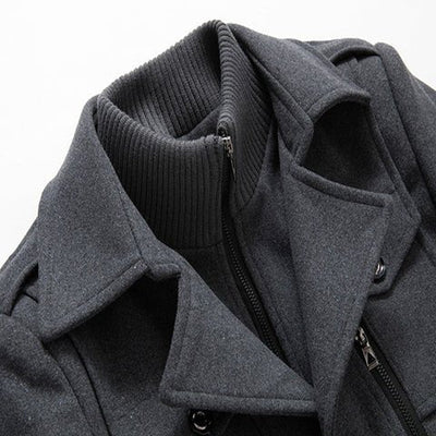 Wollen jas - Halflange wollen jas met rits voor heren in de winter-Boutique Moda