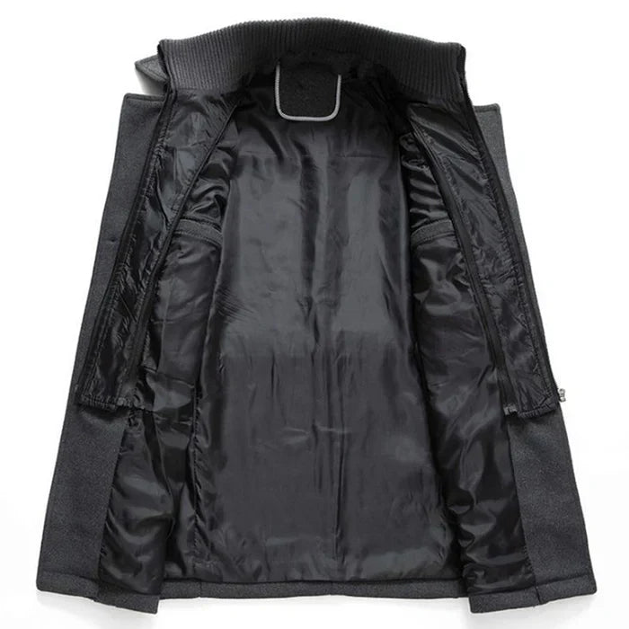 Wollen jas - Halflange wollen jas met rits voor heren in de winter-Boutique Moda