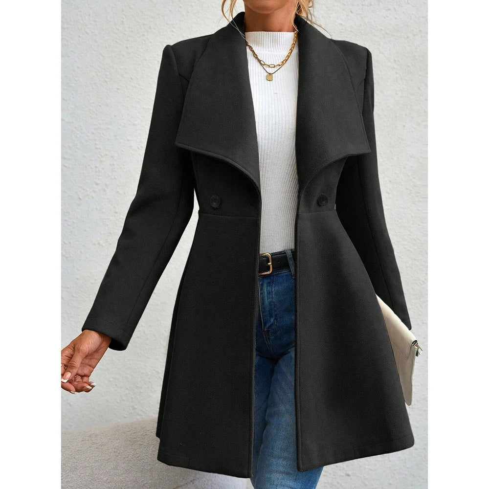 Wollen mantel | Klassiek | Halflang | Wollen Trenchcoat | Damesjas-Boutique Moda