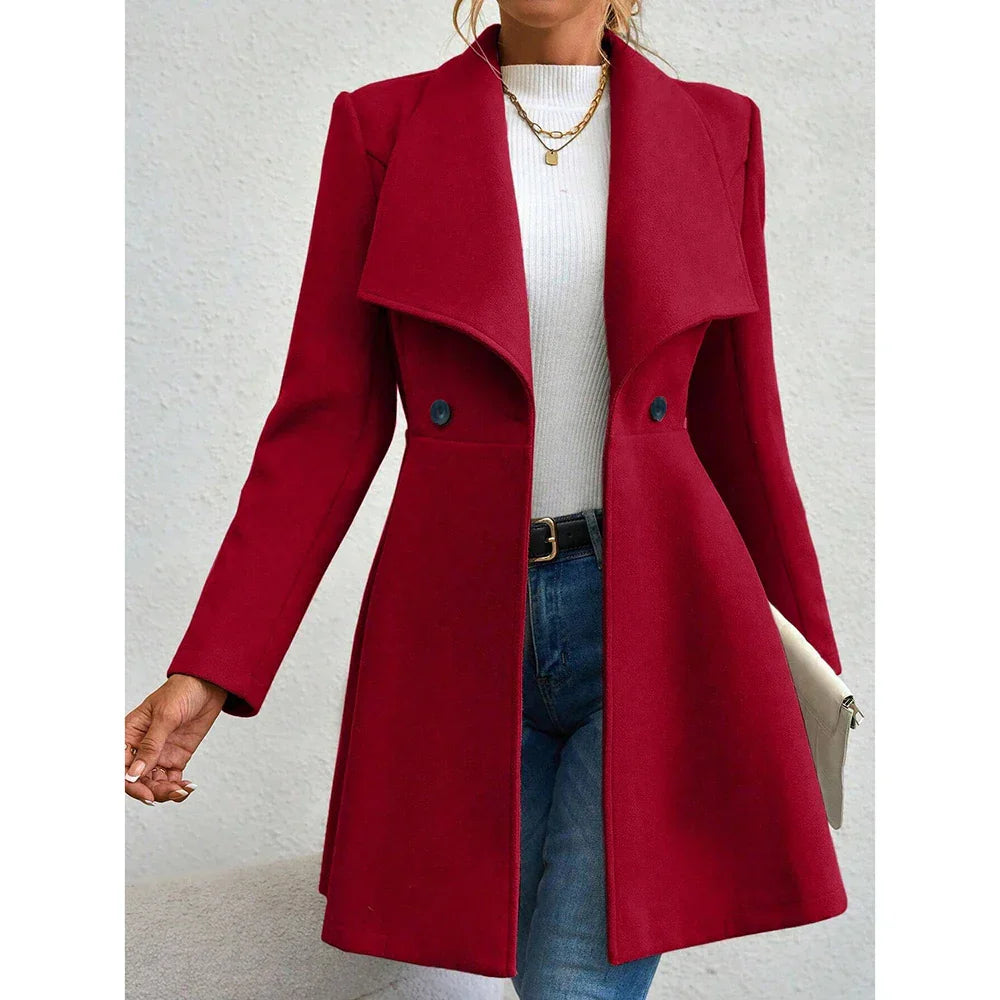 Wollen mantel | Klassiek | Halflang | Wollen Trenchcoat | Damesjas-Boutique Moda
