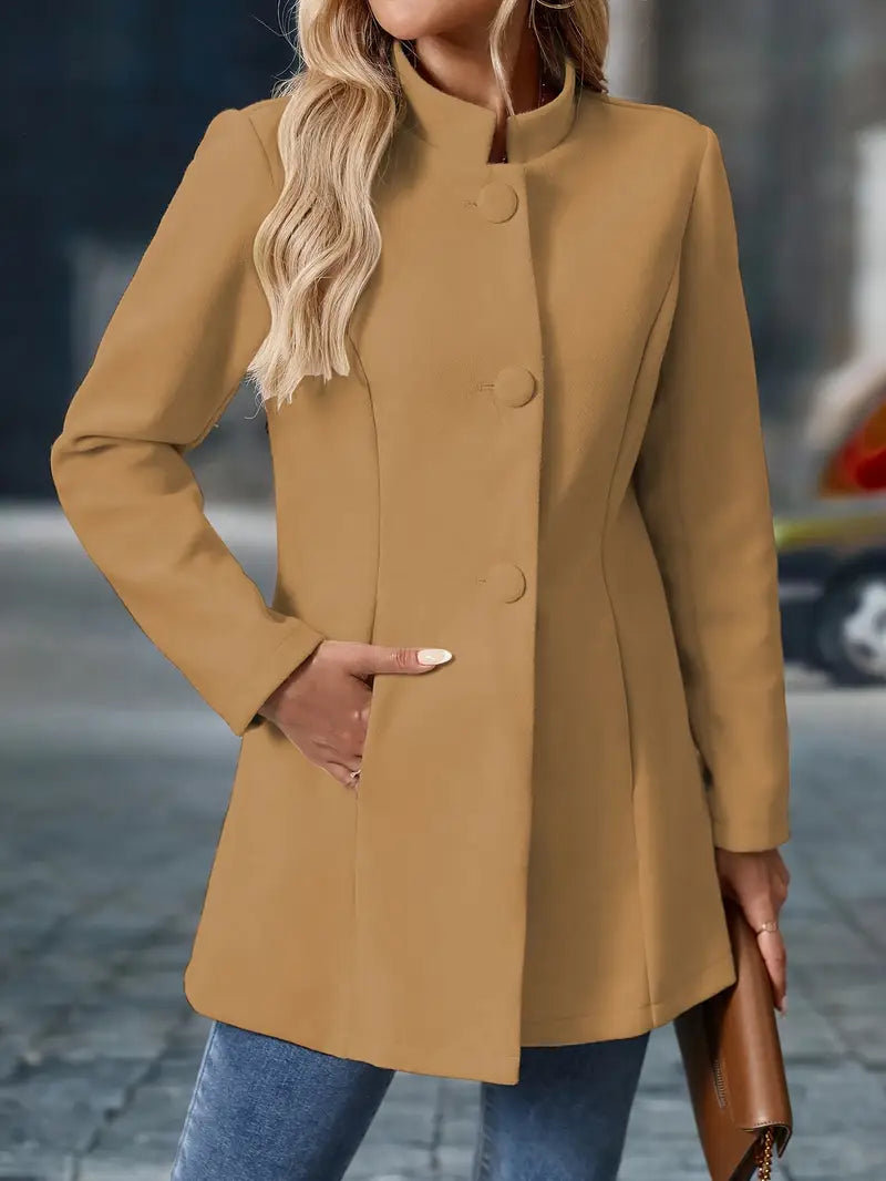 Wollen trenchcoat - Stijlvolle middellange wollen overjas voor dames-Boutique Moda
