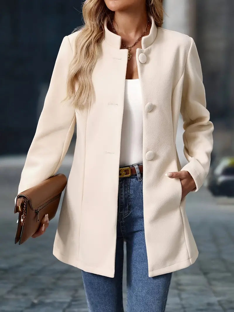 Wollen trenchcoat - Stijlvolle middellange wollen overjas voor dames-Boutique Moda
