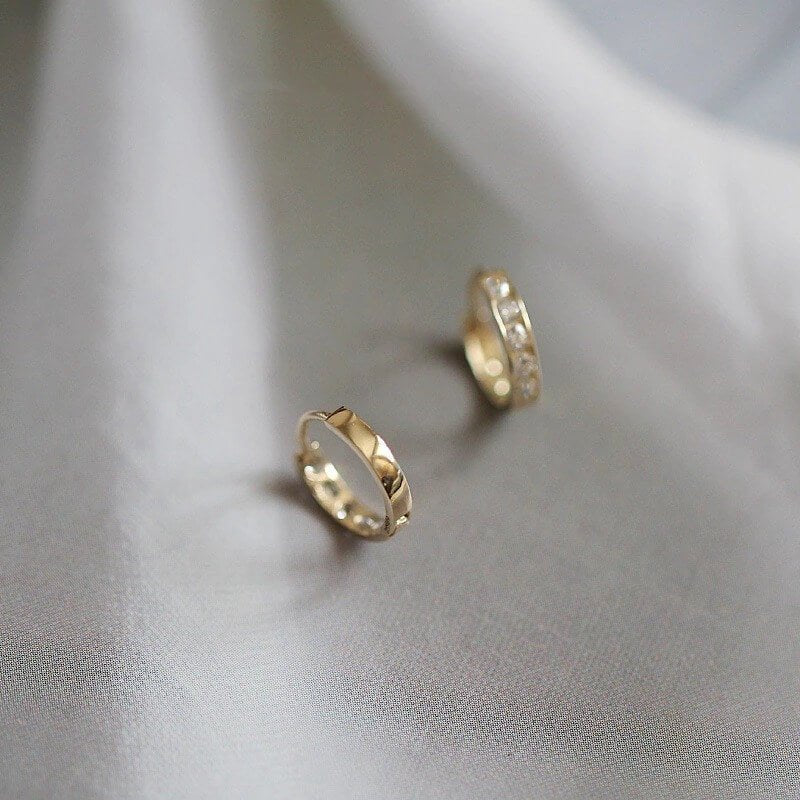 Zirkonia Oorbellen | 14k Verguld | Kleine Klapcreolen-Boutique Moda