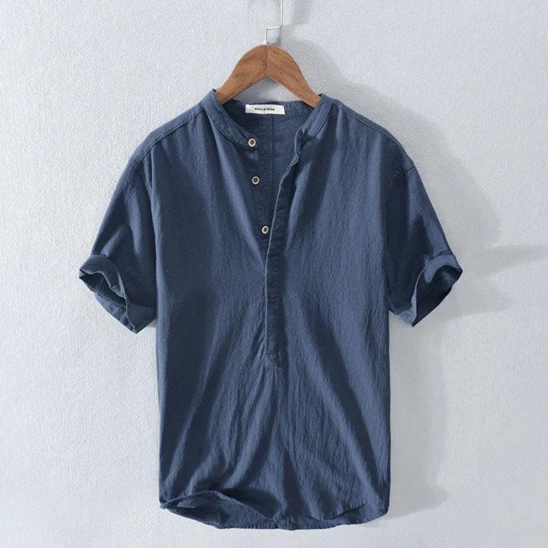 Zomerhemd – Herenhemd met korte mouwen en halve knoopsluiting-Boutique Moda