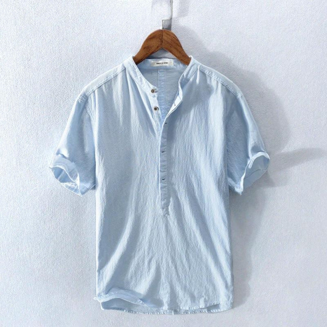 Zomerhemd – Herenhemd met korte mouwen en halve knoopsluiting-Boutique Moda