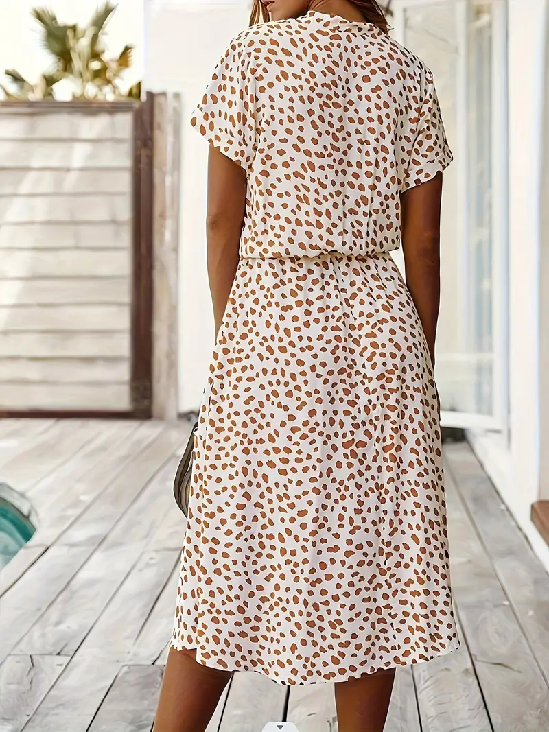 Zomerjurk - Korte Mouw - Ceintuur - Midi-jurk - Zondress-Boutique Moda