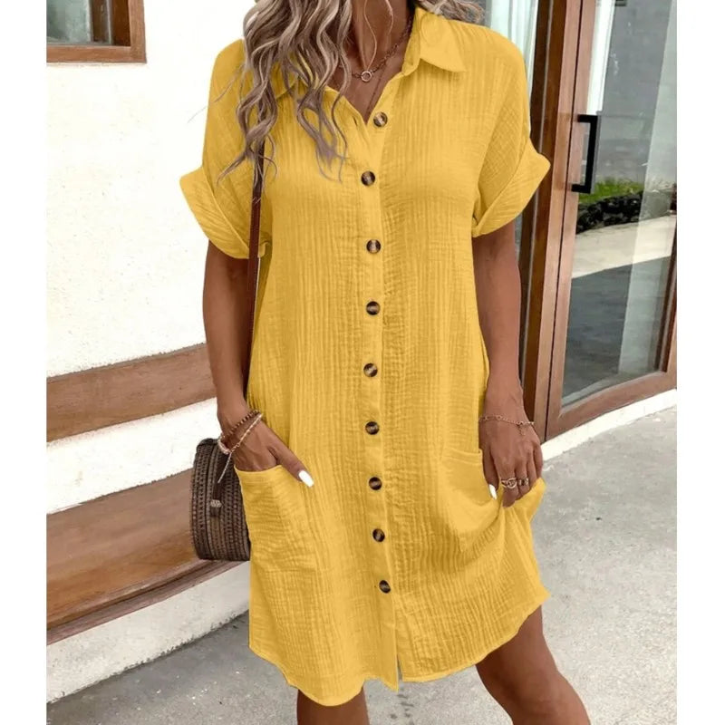 Zomerjurk β Loszittende damesjurk met knoopsluiting-Boutique Moda