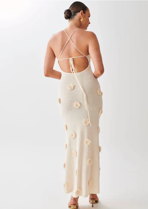 Zomerjurk - Mouwloze Open Rug Bodycon Gebreide Maxi Dress-Boutique Moda