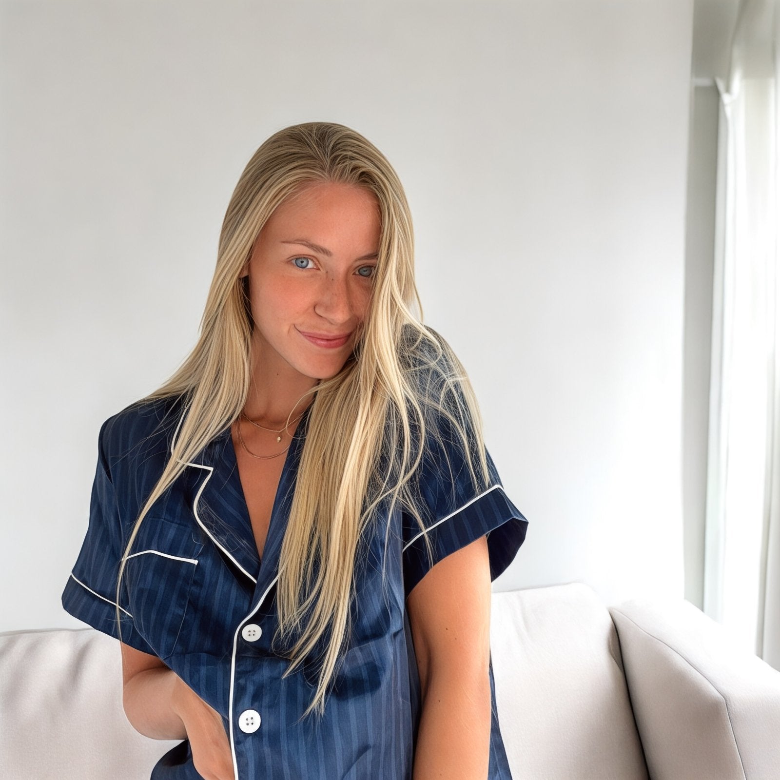 Zomerpyjama Dames | Satijn Streepdessin | Korte Mouw Short-Boutique Moda