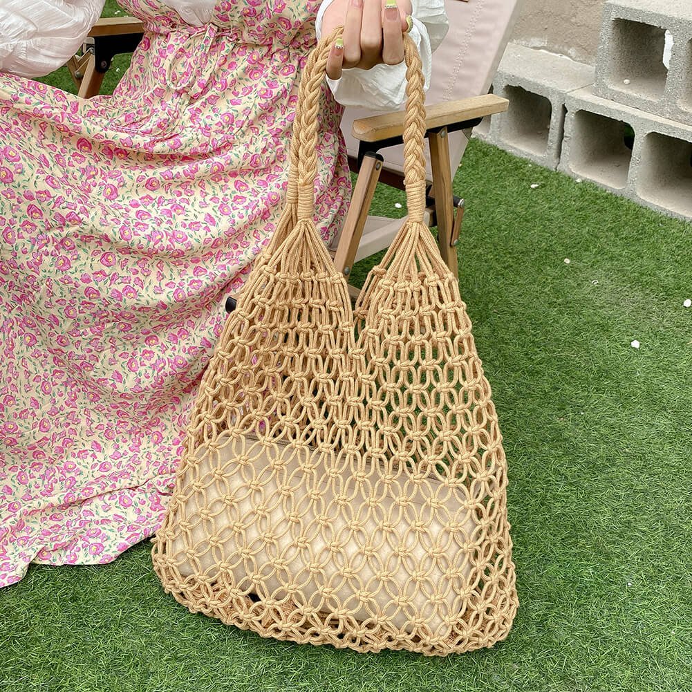 Zomertas Dames | Gehaakte Strandtas | Opengewerkt Boho Ruim-Boutique Moda