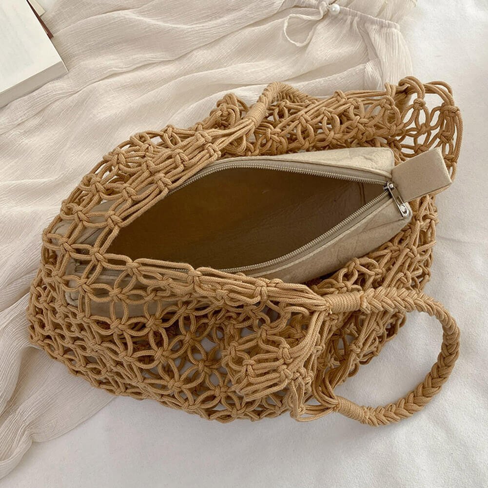 Zomertas Dames | Gehaakte Strandtas | Opengewerkt Boho Ruim-Boutique Moda