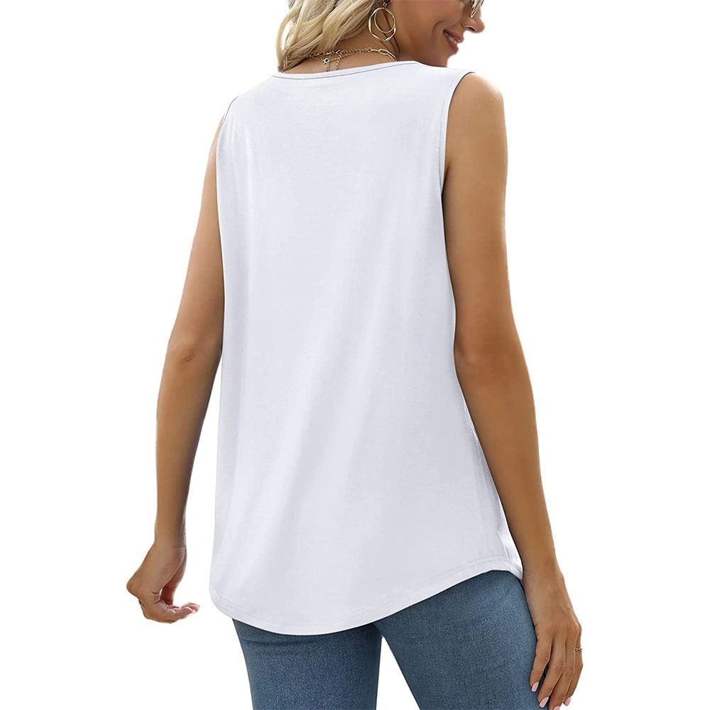 Zomertop - Lange, losvallende plooitop zonder mouwen voor dames-Boutique Moda