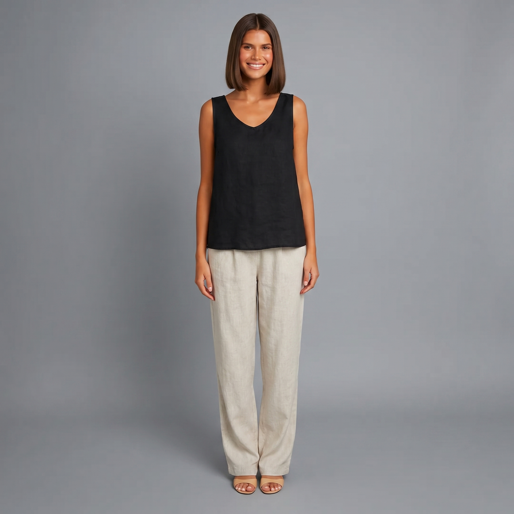 Zomertop | Mouwloos | Oversized linnen top-Boutique Moda