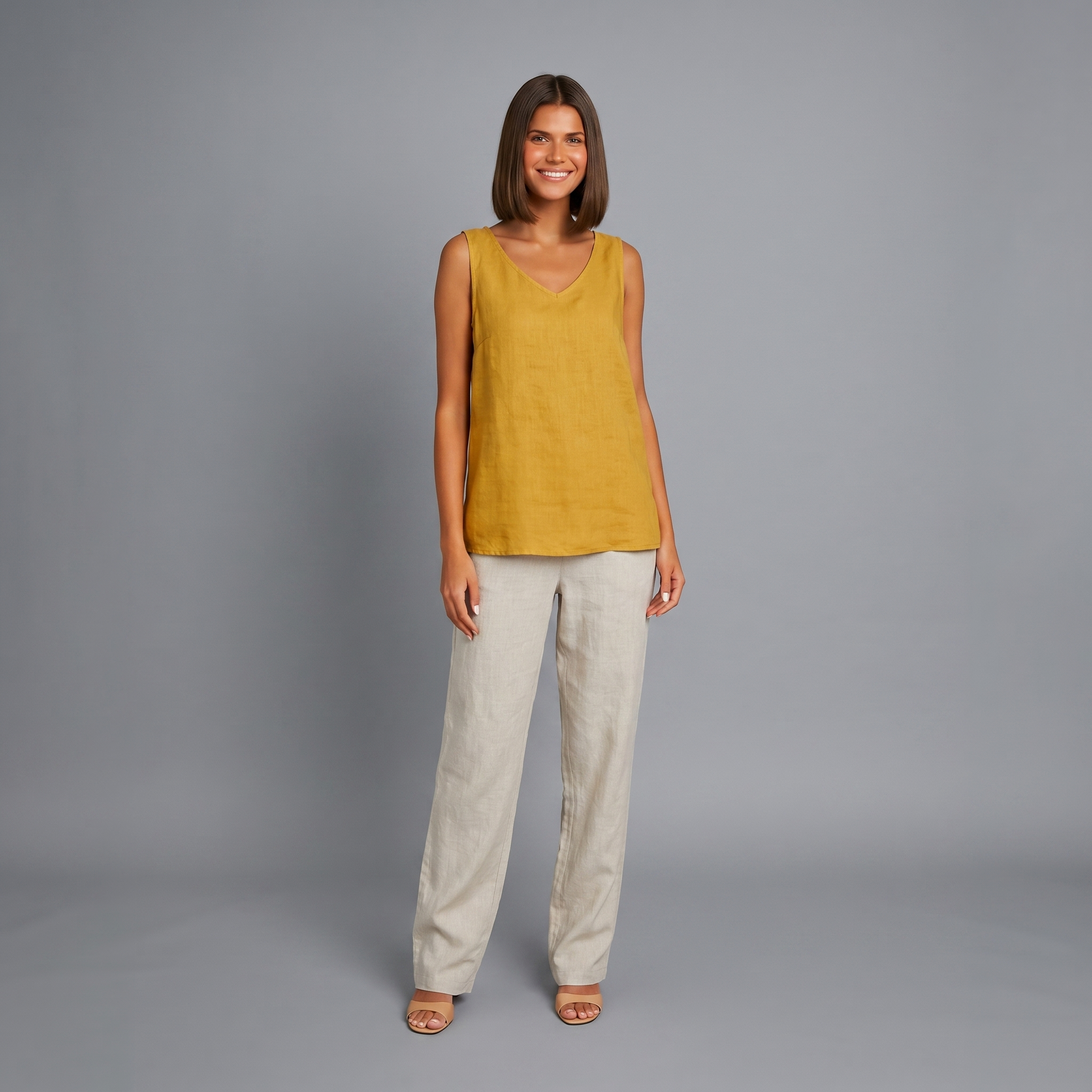 Zomertop | Mouwloos | Oversized linnen top-Boutique Moda