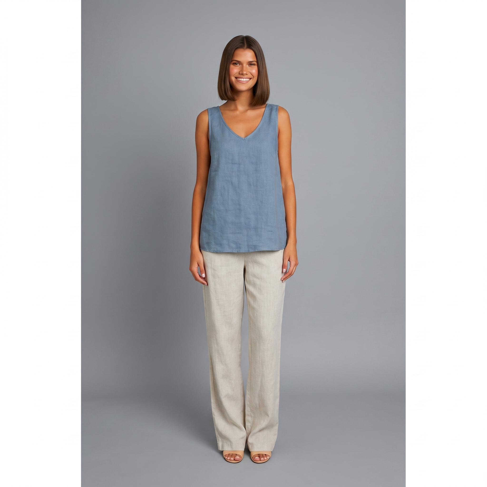 Zomertop | Mouwloos | Oversized linnen top-Boutique Moda