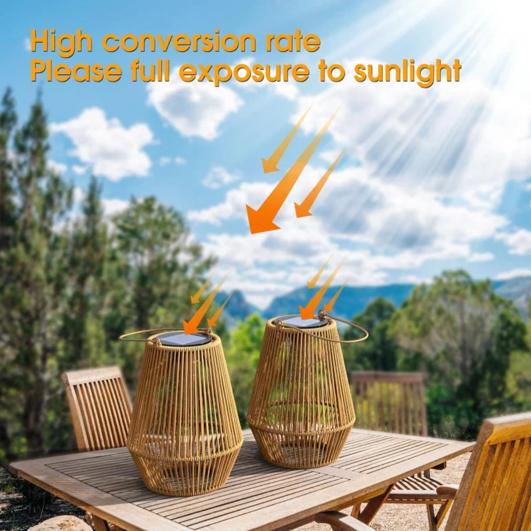 Zonne-energie lamp - Rotan - Tuin - Draagbare lamp - Buitenlamp-Boutique Moda