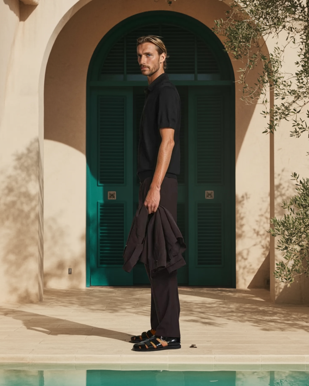 Zwart poloshirt – met knoopsluiting – gebreid – T-shirt met kraag – poloshirt voor heren-Boutique Moda