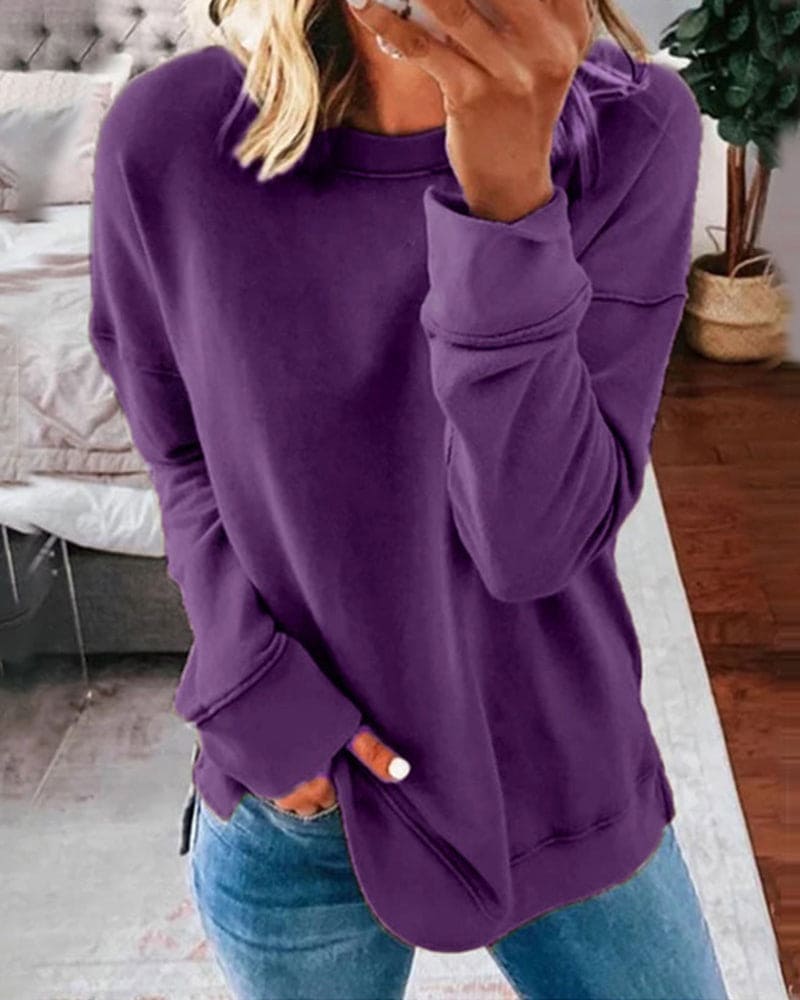 Zweethemd | Ronde Hals | Lange Mouwen | Oversized Sweatshirt | Dameskleding-Boutique Moda