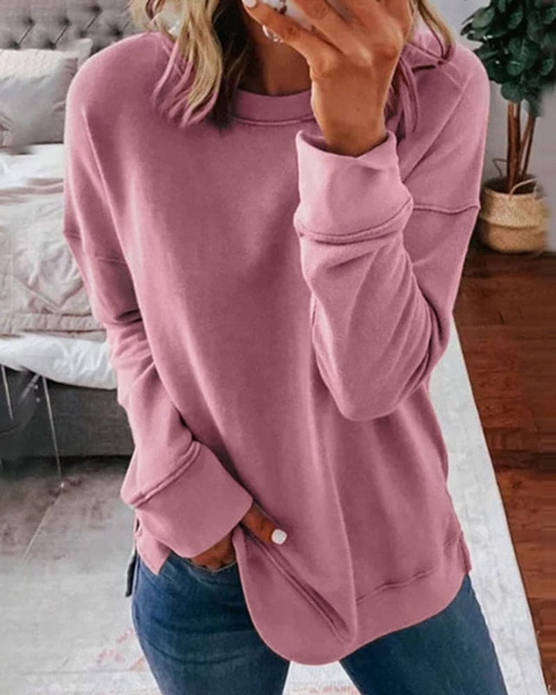 Zweethemd | Ronde Hals | Lange Mouwen | Oversized Sweatshirt | Dameskleding-Boutique Moda
