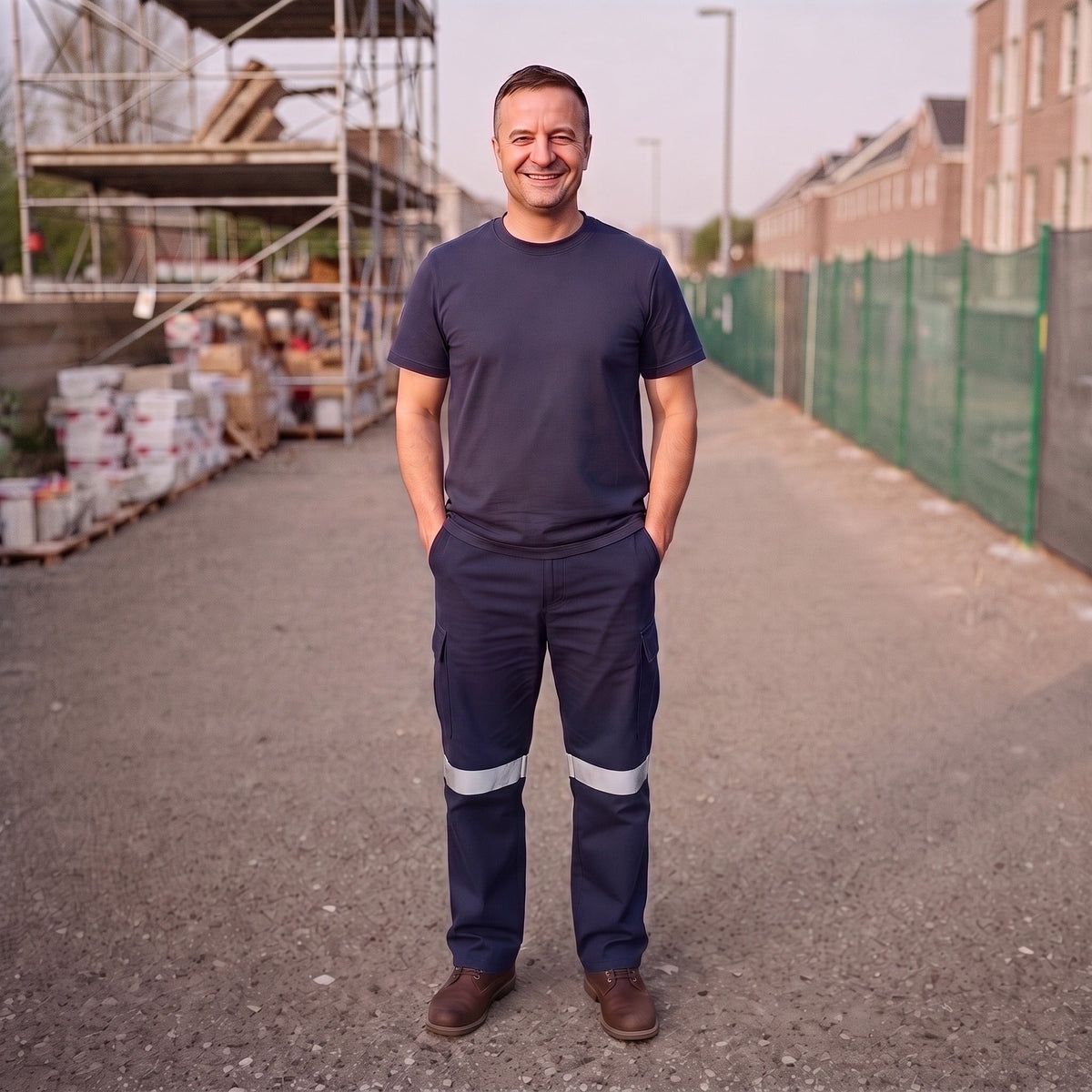 Werkbroek met Reflectie | Katoen | Cargo | Marineblauw