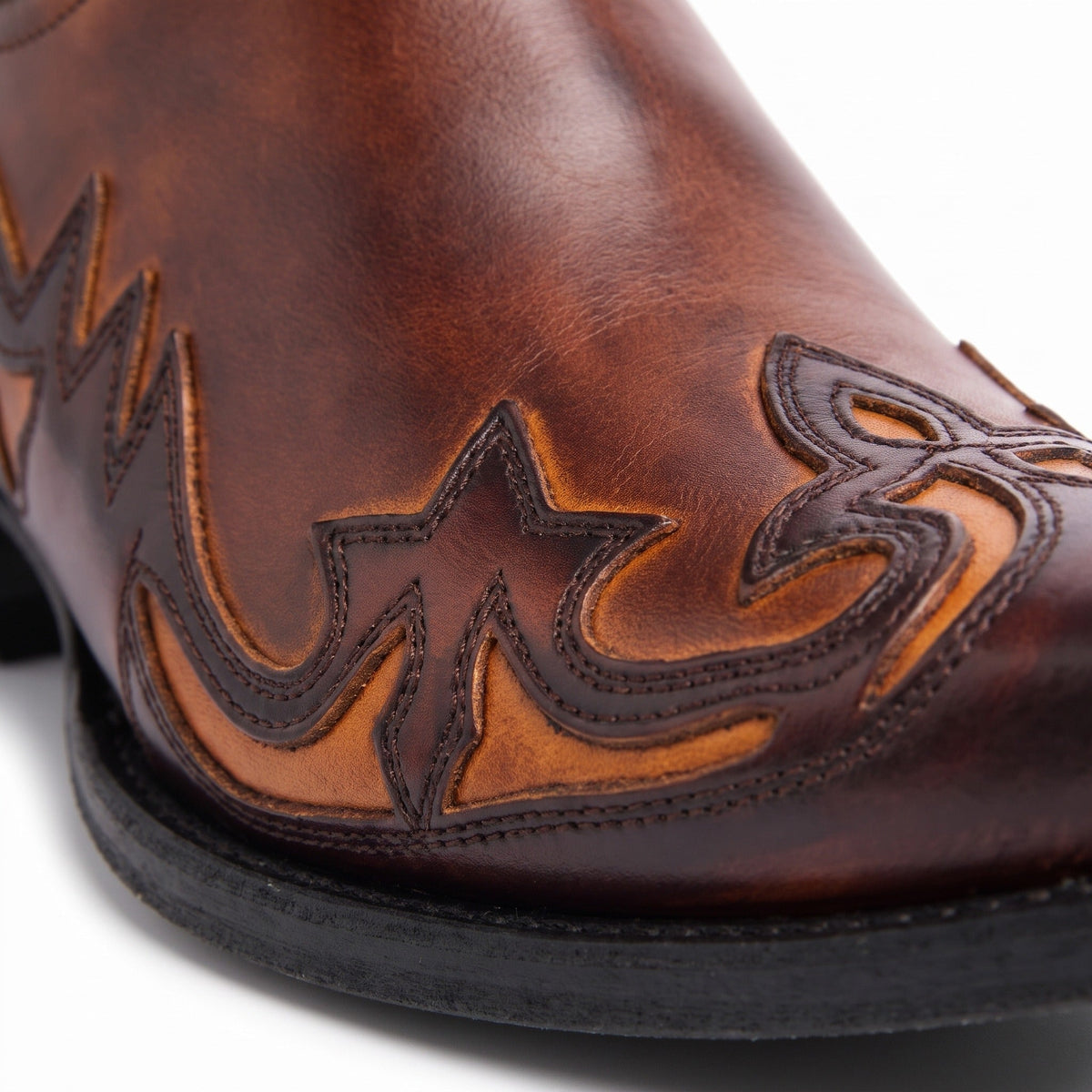 Cowboylaarzen Heren met Korte Schacht | Spitse Neus | Vlamapplicaties | 2 Kleuren