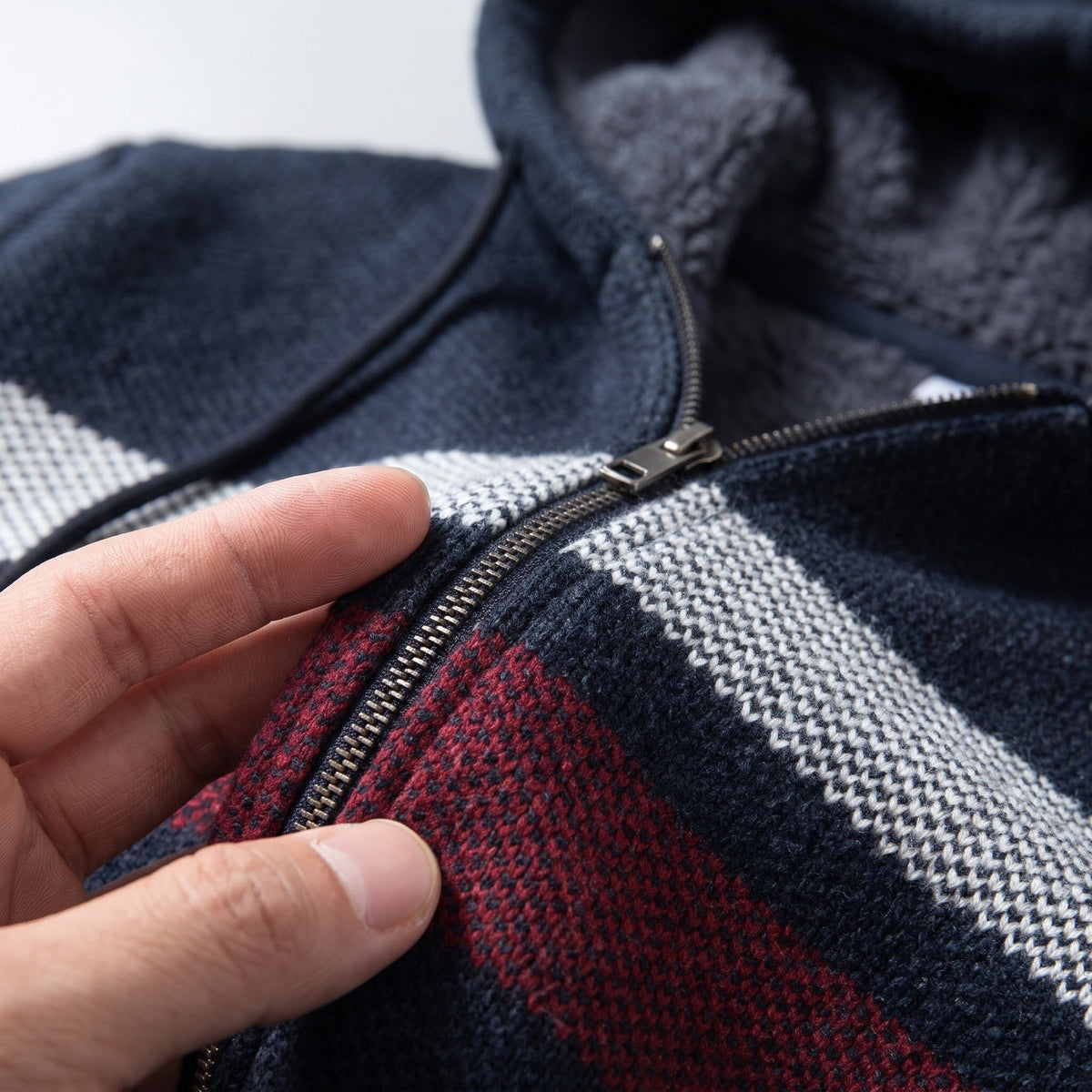 Gestreept Gebreid Capuchonvest Heren | Teddyvoering | 5 Kleuren