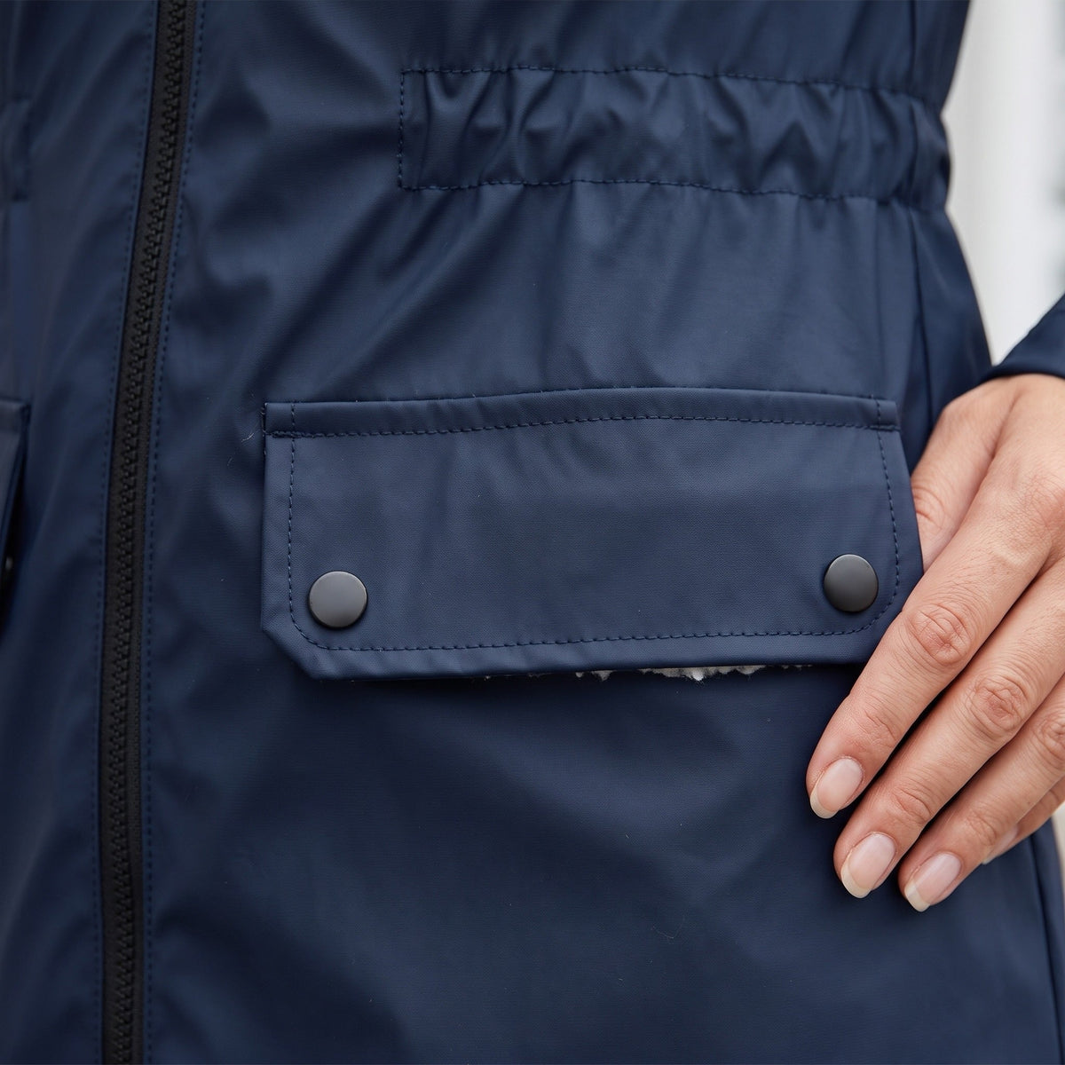 Gevoerde Regenjas Dames met Capuchon | Fleecevoering | Waterafstotend | 8 Kleuren